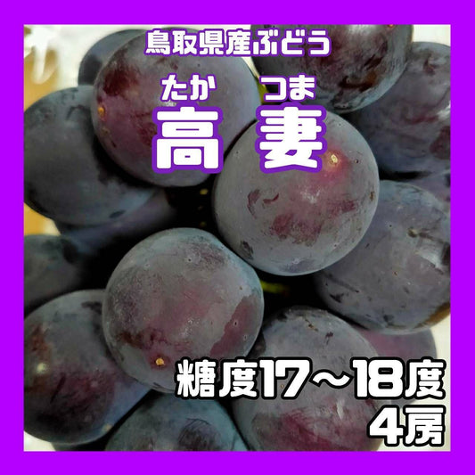 【鳥取県産】高妻　糖度17〜18度　4房　ぶどう　葡萄　ブドウ　クール便